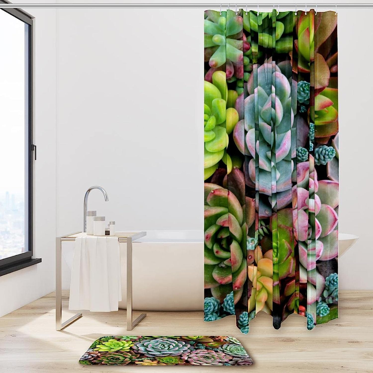 Succulents Cactus Waterproof Shower Curtain for Bathroom