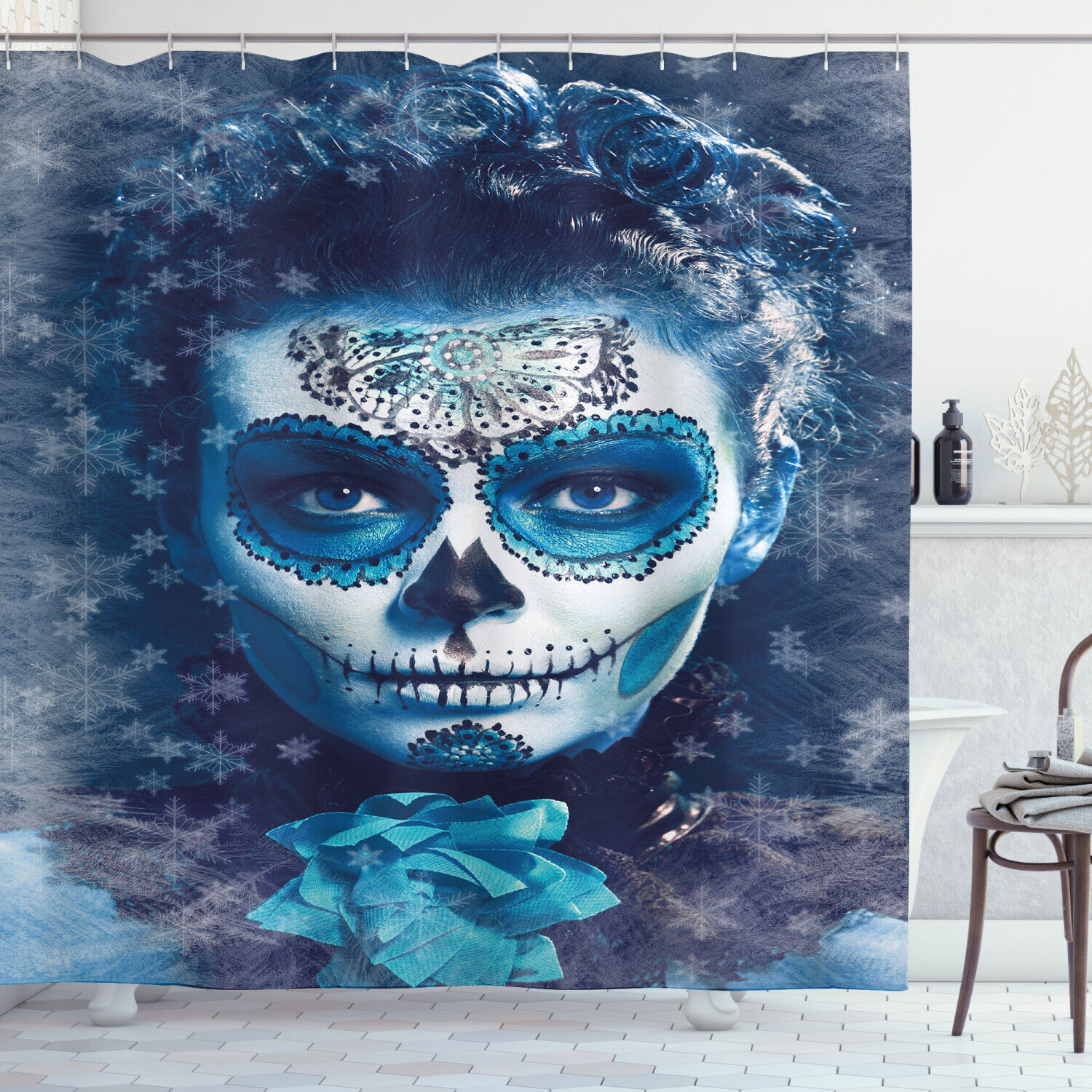 Sugar Print Calavera Shower Curtain: Unique And Festive Bath Decor