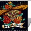 Sugar Skull Flower Rose Mexican Fabric Shower Curtain for Bathroom Decor
