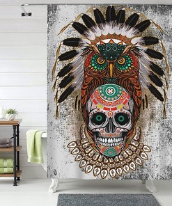 Sugar Skull Owl Shower Curtain for a Day of the Dead Style