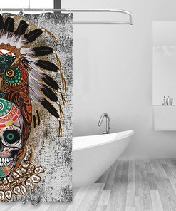 Sugar Skull Owl Shower Curtain for a Day of the Dead Style