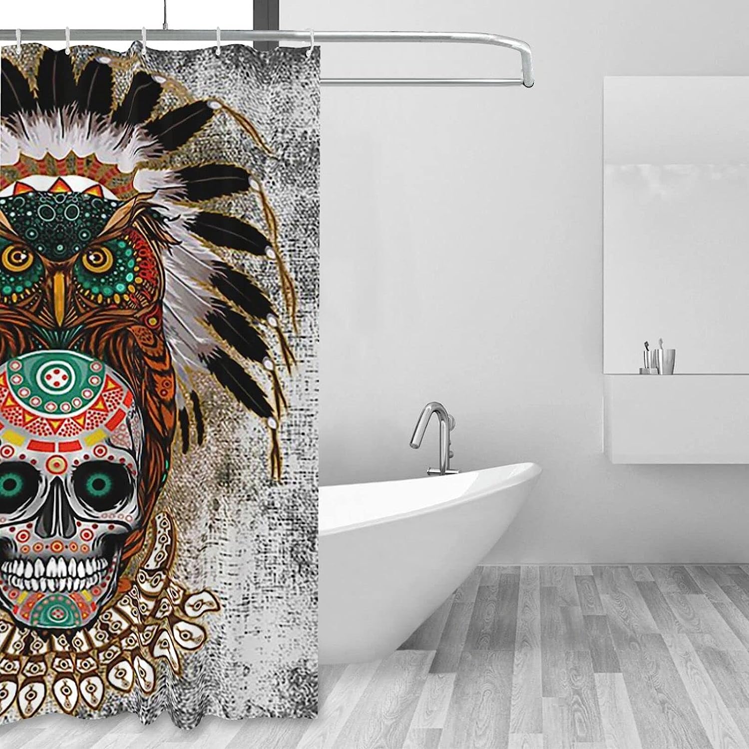 Sugar Skull Owl Shower Curtain for a Day of the Dead Style