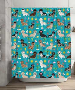 Summer Beach Day Dachshund Yomane Shower Curtain for a Fun and Festive Bathroom