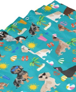 Summer Beach Day Dachshund Yomane Shower Curtain for a Fun and Festive Bathroom