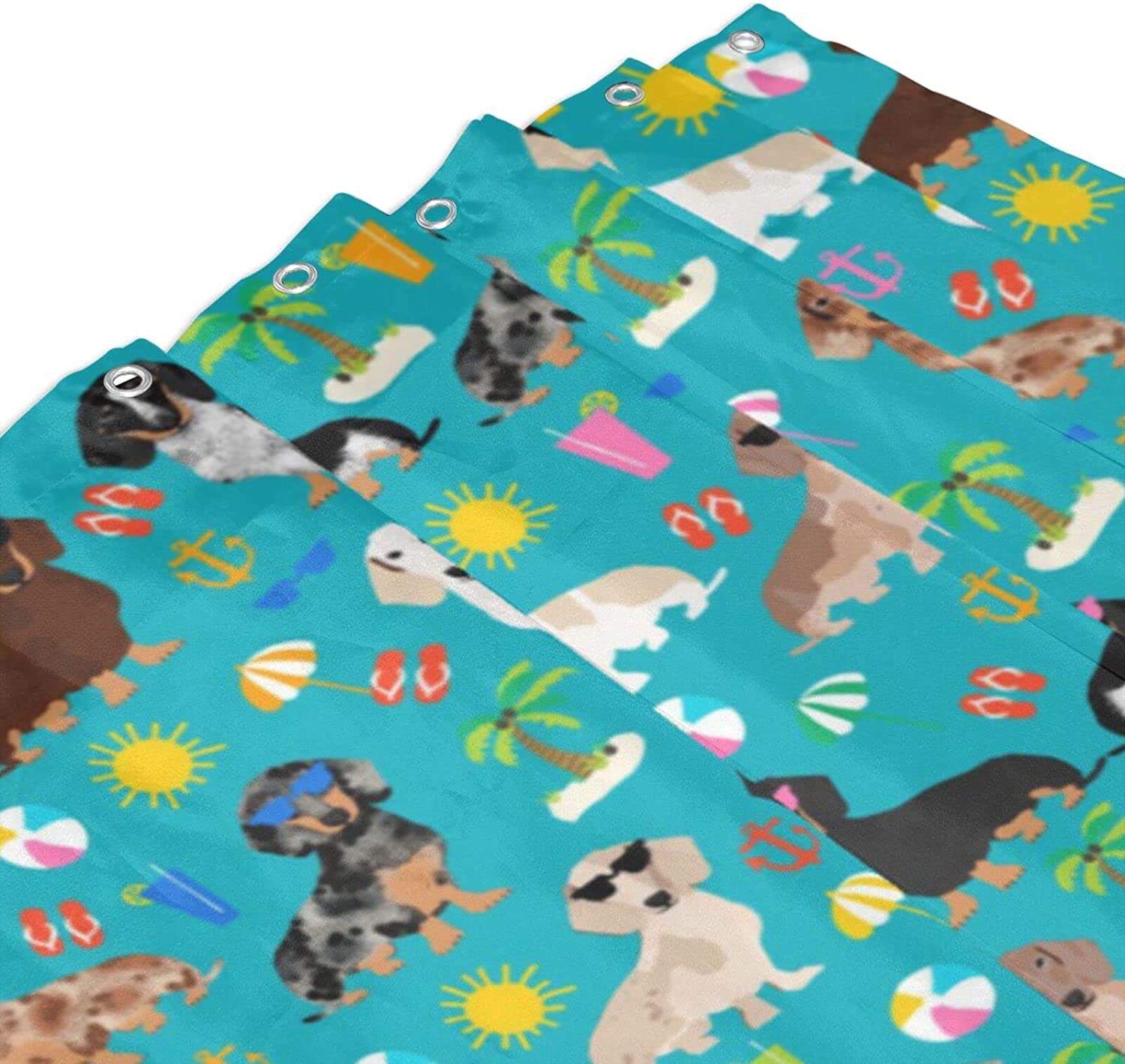 Summer Beach Day Dachshund Yomane Shower Curtain for a Fun and Festive Bathroom