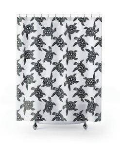 Summer Beach House Vibes with Sea Turtle Shower Curtain