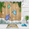 Summer Beach Palm Leaves And Colorful Sea Turtles Shower Curtain For A Calming Bathroom Aesthetic