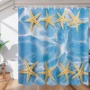 Summer Beach Vacation Seashell and Starfish Print Shower Curtain for Bathroom Fabric Home Decor 