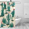 Summer Cactus Print Waterproof Fabric Shower Curtain for Bathroom Decoration