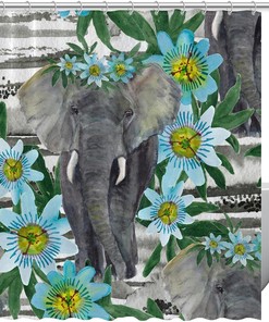 Summer Elephant Shower Curtain for a Fresh Bathroom Decor