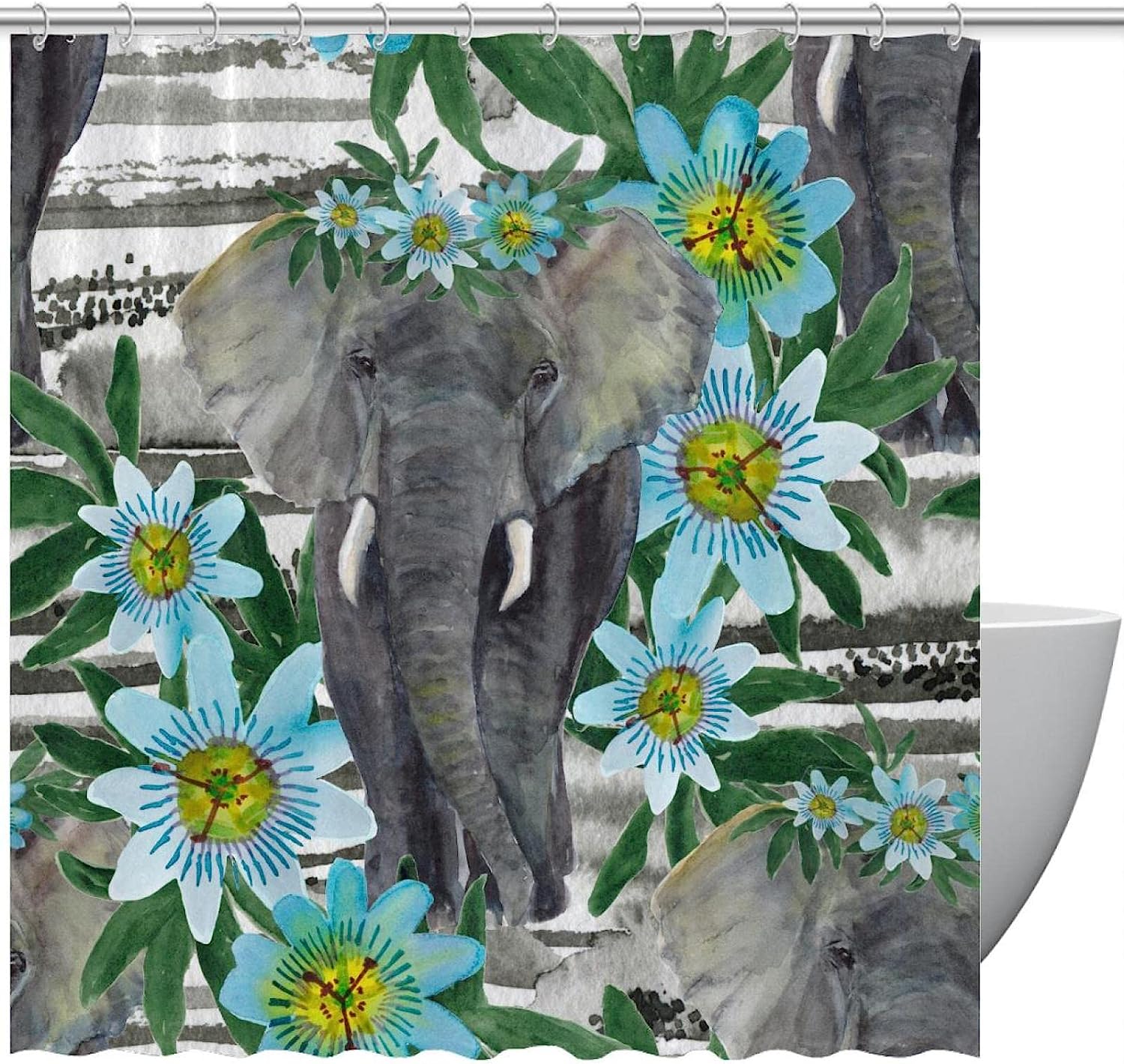 Summer Elephant Shower Curtain for a Fresh Bathroom Decor