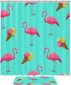Summer Flamingo Decorative Shower Curtain for Your Bathroom