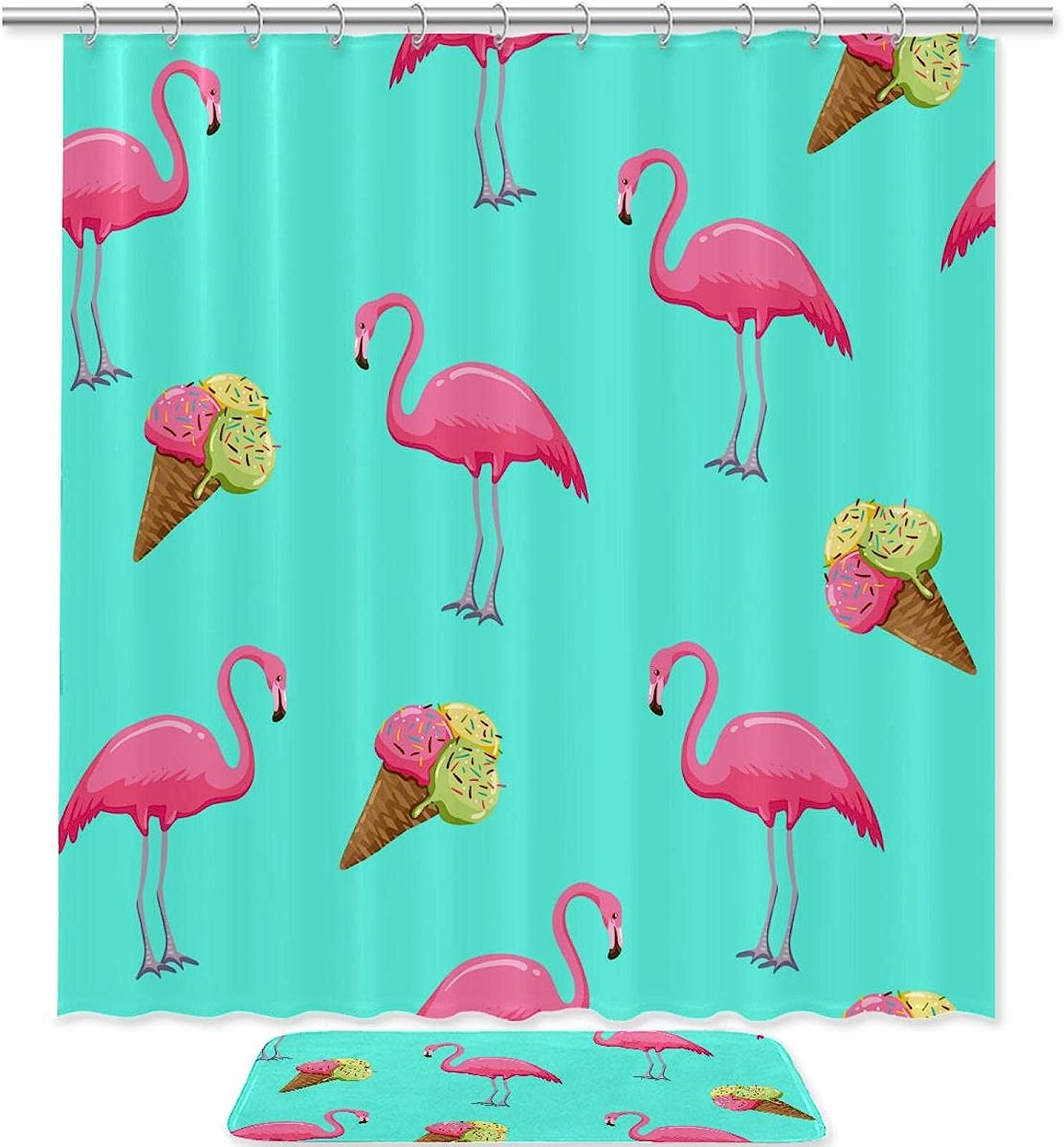 Summer Flamingo Decorative Shower Curtain for Your Bathroom