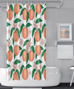 Summer Fruit Leaf Floral Shower Curtain - Colorful and Vibrant Bathroom Decor with Fruits and Flowers print