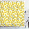 Summer Fruit and Doodle Lemon Pattern Shower Curtain, Cloth Fabric Bathroom Decor in Mint