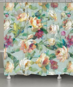 Summer Garden Shower Curtain with Vibrant and Colorful Botanical Design