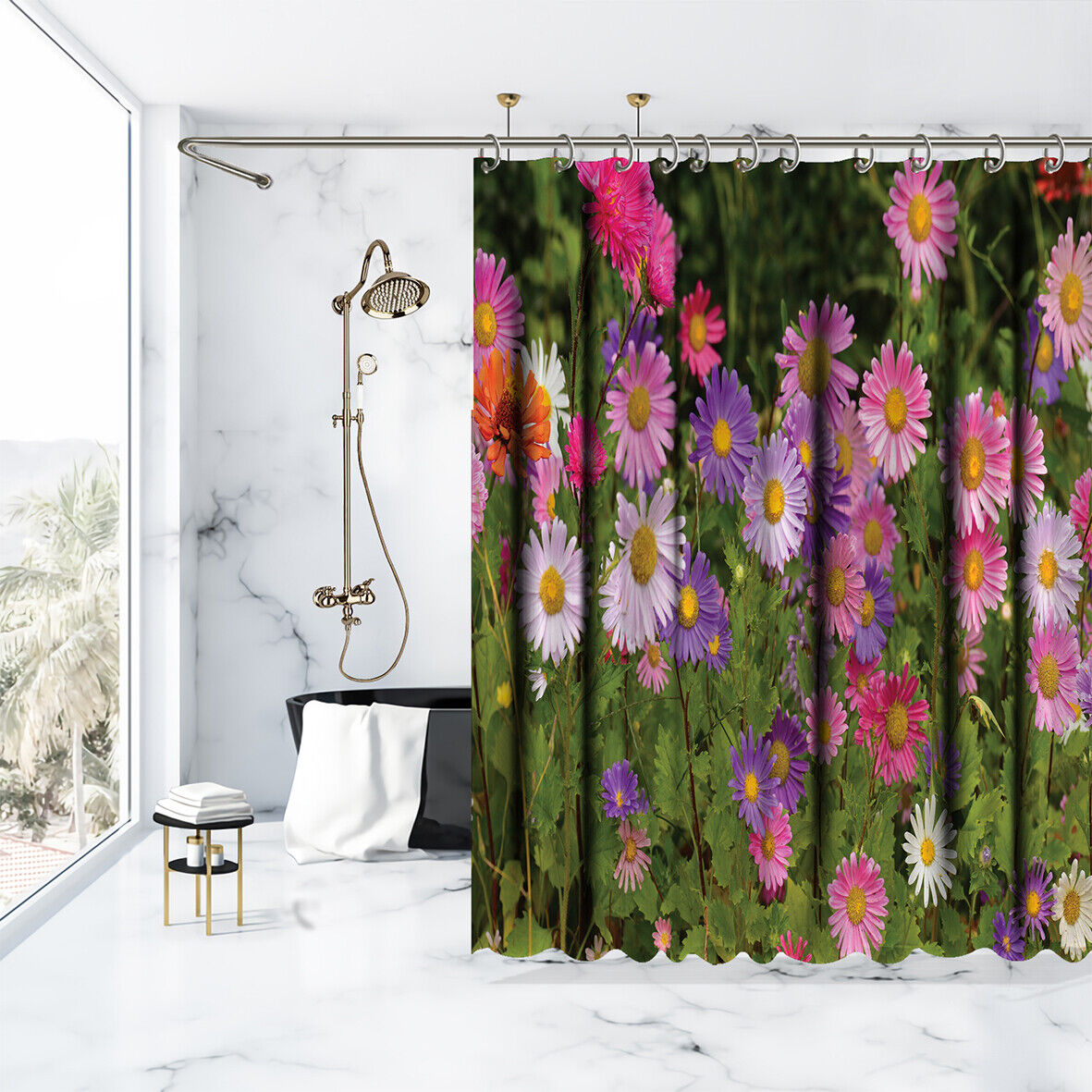 Summer Garden Wildflowers Shower Curtain - Stunning Bathroom Decor with Beautiful Blooms