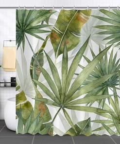 Summer Green Palms Banana Leaf Botanical Plants Shower Curtain For Home Bathroom Decor