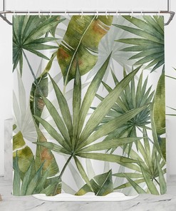 Summer Green Palms Banana Leaf Botanical Plants Shower Curtain For Home Bathroom Decor