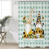 Summer Hello Sunflower Gnome Aqua Plaid Shower Curtain with Fun and Vibrant Design for a Nature-Themed Bathroom