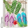 Summer Inspired: Palm Leaves Seashell Wood Grain Shower Curtain