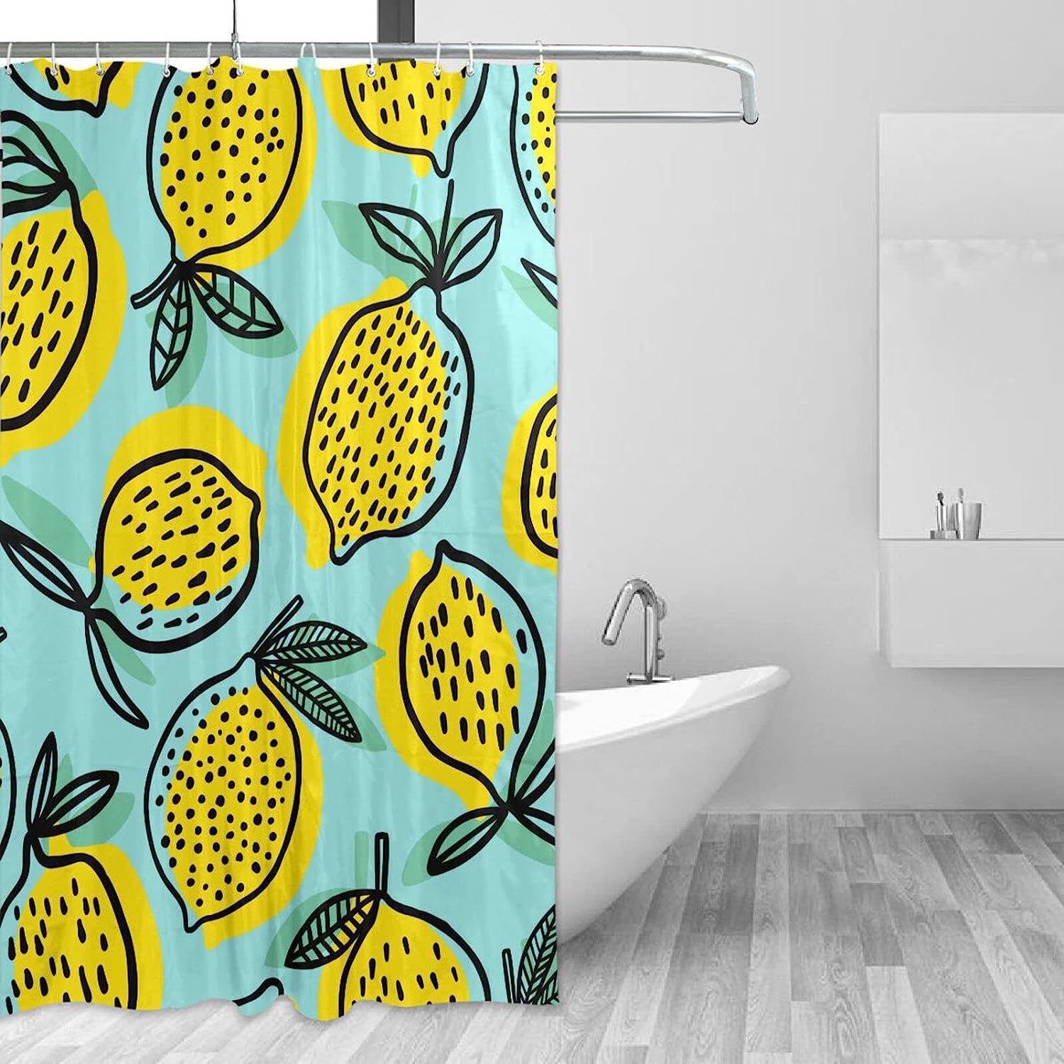 Summer Lemons Waterproof Fabric Shower Curtain - Bathroom Decor by WELLDAY for Shower Curtains Decorative