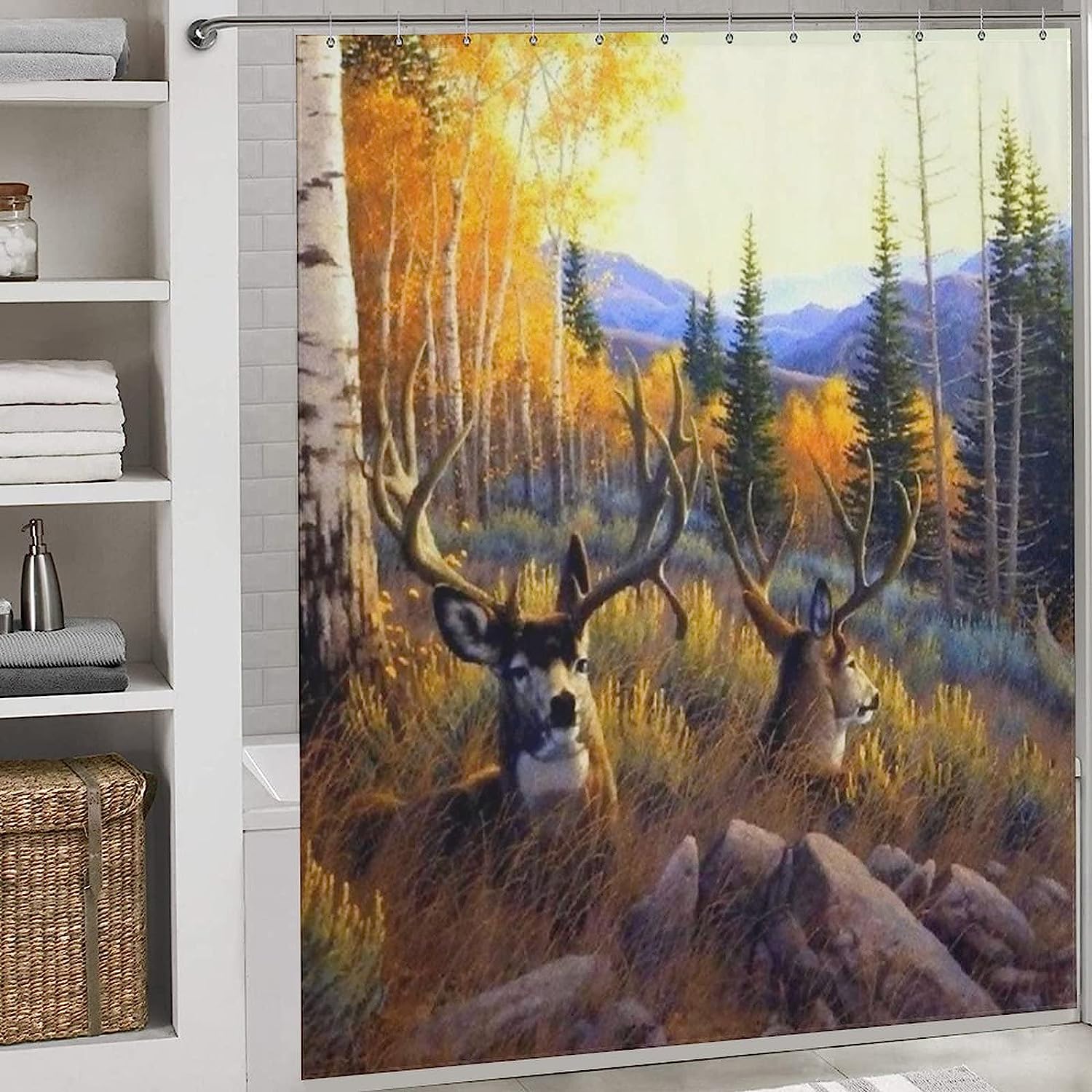 Summer Mule Deer Shower Curtain For A Vibrant Bathroom - Image 3