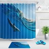 Summer Ocean Sea Wave Dolphin Print Shower Curtain For Bathroom Decor
