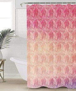 Summer Ombre Palm Leaf Shower Curtain for a Tropical Bathroom Makeover