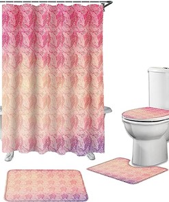 Summer Ombre Palm Leaf Shower Curtain for a Tropical Bathroom Makeover