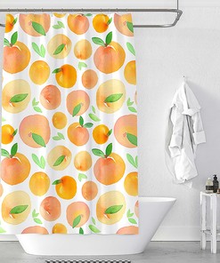 Summer Peach Funny Fruit Theme Shower Curtain for Fresh Bathroom Decor