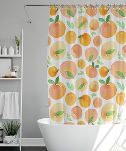 Summer Peach Funny Fruit Theme Shower Curtain for Fresh Bathroom Decor