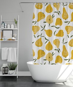 Summer Peach Funny Fruit Theme Shower Curtain for Fresh Bathroom Decor