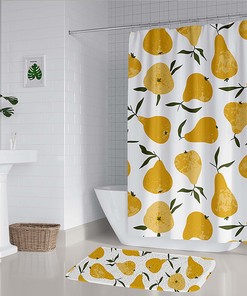 Summer Peach Funny Fruit Theme Shower Curtain for Fresh Bathroom Decor