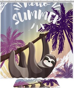Summer Sloth Shower Curtain, Add a Tropical Vibe to Your Bathroom 