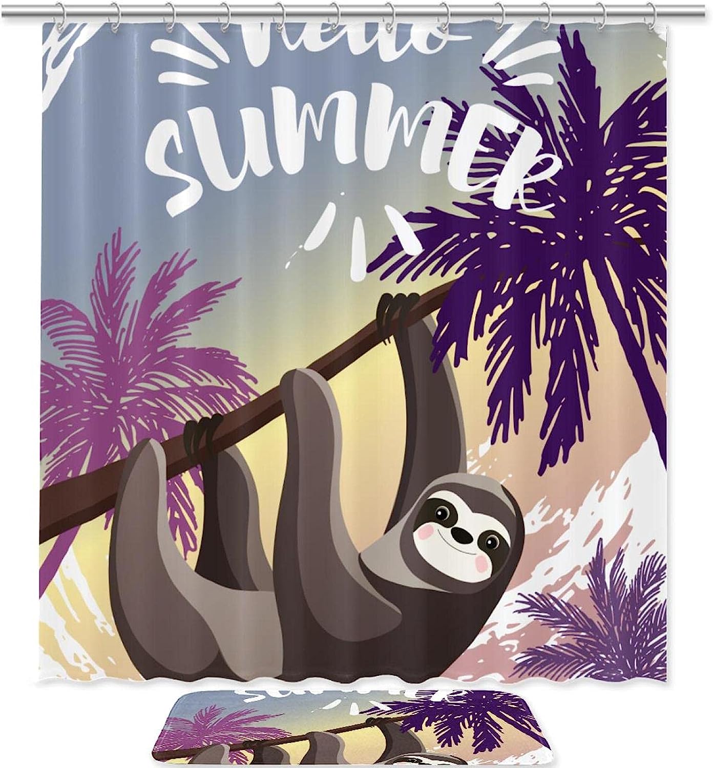Summer Sloth Shower Curtain, Add a Tropical Vibe to Your Bathroom