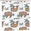 Summer Sloths Shower Curtain Lie On A Branch Hang Upside Down, Green Brown White Fabric Bathroom Waterproof Curtain 