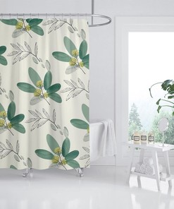 Summer Style Green Leaves Shower Curtain With Custom Sizing Available
