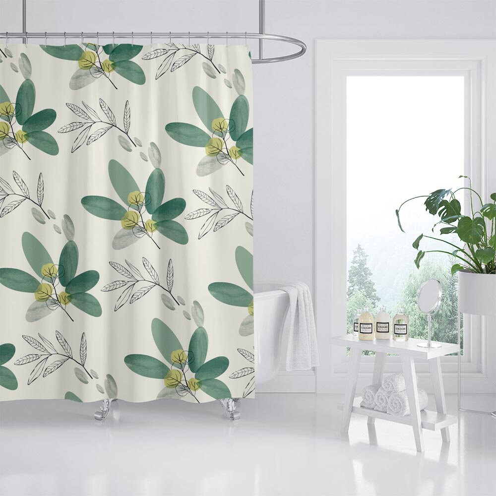 Summer Style Green Leaves Shower Curtain With Custom Sizing Available