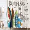 Summer Surfing Beach Shower Curtain With Palm Tree Print For Surf-Loving Bathrooms