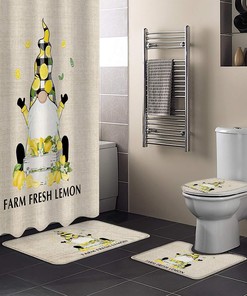 Summer Time Gnome With Lemon Texture Best Shower Curtains
