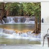 Summer Travel Shower Curtain with Rainforest, Waterfalls, and Kanchanaburi Thailand design for a Jump Start to Adventure