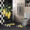 Summer Tropical Lemon Buffalo Plaid Black White Restroom Shower Curtains