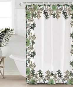 Summer Tropical Plants Print Shower Curtain for Bathroom