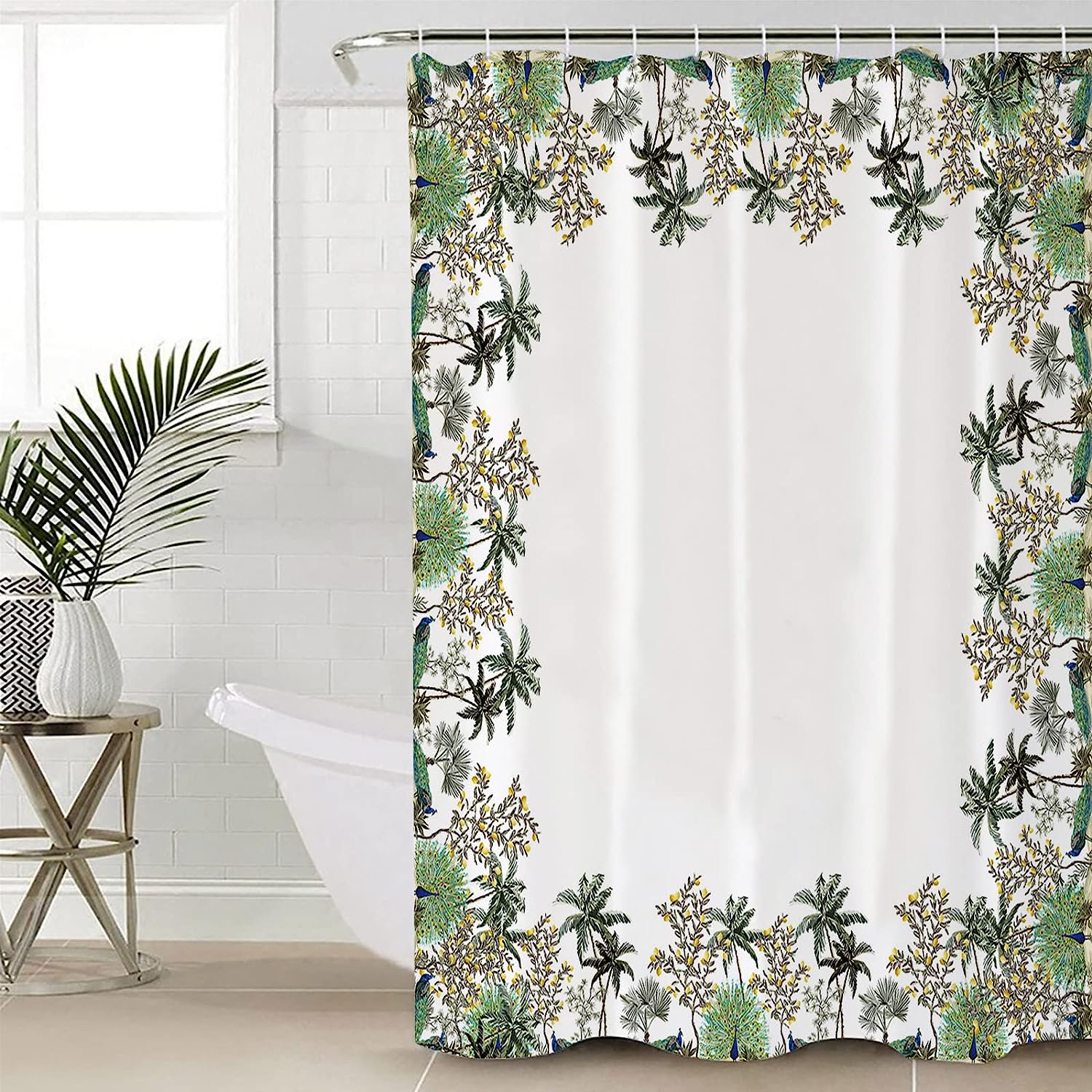 Summer Tropical Plants Print Shower Curtain for Bathroom