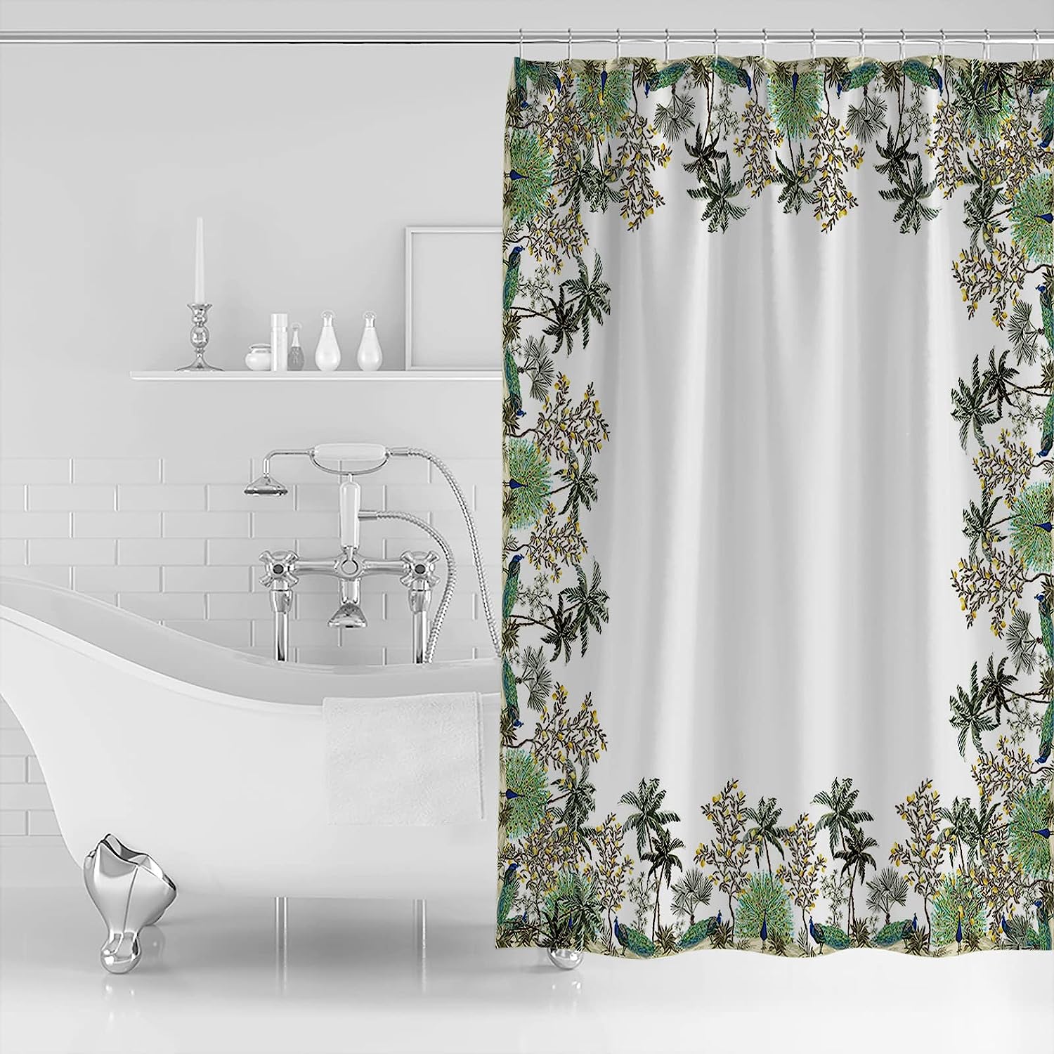 Summer Tropical Plants Print Shower Curtain for Bathroom