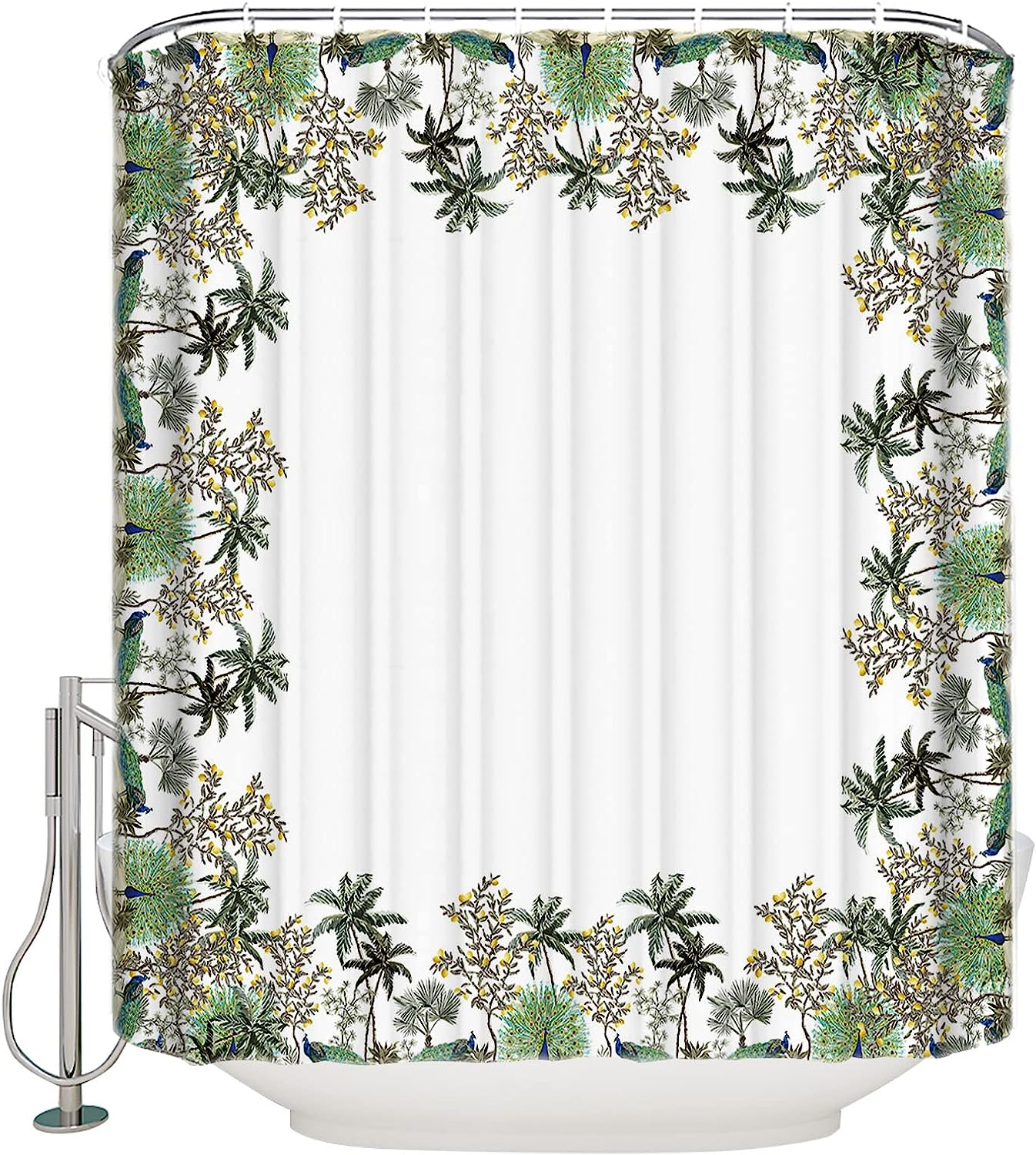 Summer Tropical Plants Print Shower Curtain for Bathroom