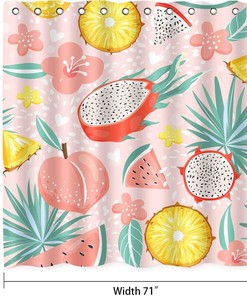Summer Watermelon Peach Pineapple Tropical Fruits Shower Curtain For Fun And Colorful Bathroom Decor