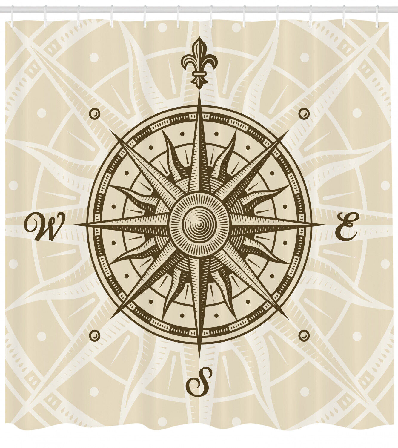 Sun And Compass Shower Curtain - Nautical Bathroom Decor - Image 2