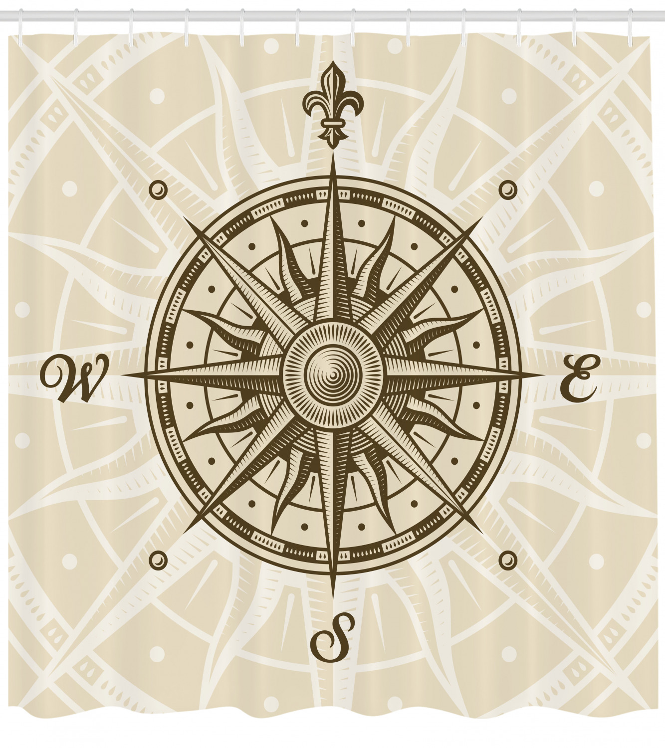 Sun And Compass Shower Curtain - Nautical Bathroom Decor - Image 4